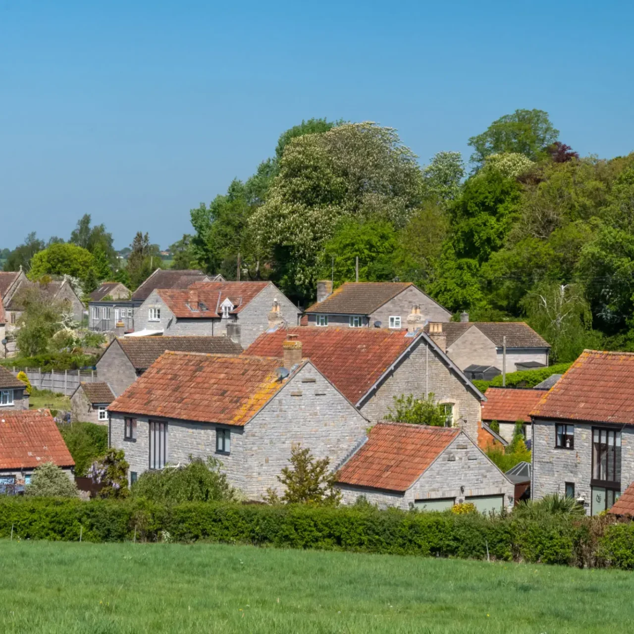Scenic countryside village view